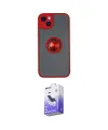 ieg™ iPhone 14 Kılıf Yörünge Çizgi - Siyah Bilvis 5in1 5D Magic Hayalet Cam Ekran Koruyucu