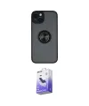 ieg™ iPhone 14 Kılıf Yörünge Çizgi - Siyah Bilvis 5in1 5D Magic Hayalet Cam Ekran Koruyucu