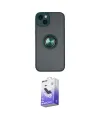 ieg™ iPhone 14 Kılıf Yörünge Çizgi - Siyah Bilvis 5in1 5D Magic Hayalet Cam Ekran Koruyucu
