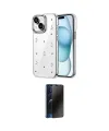 ieg™ iPhone 14 Kılıf Yörünge Form - Siyah 3D Antistatik Hayalet Cam Ekran Koruyucu
