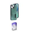 ieg™ iPhone 14 Kılıf Yörünge Işık Serisi - Siyah Bilvis 5in1 3D Magic Cam Ekran Koruyucu