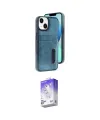 ieg™ iPhone 14 Kılıf Yörünge Işık Serisi - Siyah Bilvis 5in1 3D Magic Cam Ekran Koruyucu