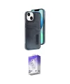 ieg™ iPhone 14 Kılıf Yörünge Işık Serisi - Siyah Bilvis 5in1 3D Magic Cam Ekran Koruyucu