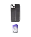 ieg™ iPhone 14 Kılıf Zirve Yansıma Serisi - Siyah Bilvis 5in1 3D Magic Cam Ekran Koruyucu
