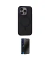 ieg™ iPhone 14 Pro Kılıf Ahenk Form Serisi - Siyah 3D Antistatik Hayalet Cam Ekran Koruyucu