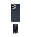 ieg™ iPhone 14 Pro Kılıf Ahenk Serisi - Siyah 3D Antistatik Hayalet Cam Ekran Koruyucu