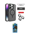ieg™ iPhone 14 Pro Kılıf Akış Form - Siyah 18D Cam Ekran Koruyucu
