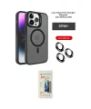 ieg™ iPhone 14 Pro Kılıf Akış Form - Siyah 6D Mat Seramik Hayalet Nano Ekran Koruyucu