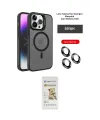 ieg™ iPhone 14 Pro Kılıf Akış Form - Siyah Mat Seramik Nano Ekran Koruyucu