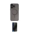 ieg™ iPhone 14 Pro Kılıf Akış Minimal Özel Seri - Siyah 3D Antistatik Hayalet Cam Ekran Koruyucu