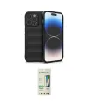 ieg™ iPhone 14 Pro Kılıf Atlas Koleksiyonu - Siyah 20D Premium Cam Ekran Koruyucu