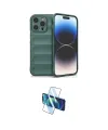 ieg™ iPhone 14 Pro Kılıf Atlas Koleksiyonu - Siyah 3D Antistatik Cam Ekran Koruyucu