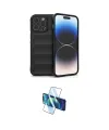 ieg™ iPhone 14 Pro Kılıf Atlas Koleksiyonu - Siyah 3D Antistatik Cam Ekran Koruyucu