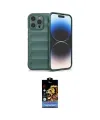ieg™ iPhone 14 Pro Kılıf Atlas Koleksiyonu - Siyah Buffer Hayalet Cam Ekran Koruyucu