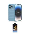 ieg™ iPhone 14 Pro Kılıf Atlas Koleksiyonu - Siyah Buffer Hayalet Cam Ekran Koruyucu