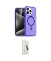ieg™ iPhone 14 Pro Kılıf Eksen Doku Koleksiyonu - Şeffaf Pasifik Cam Ekran Koruyucu