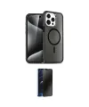 ieg™ iPhone 14 Pro Kılıf Eksen Doku Koleksiyonu - Siyah 3D Antistatik Hayalet Cam Ekran Koruyucu