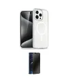 ieg™ iPhone 14 Pro Kılıf Eksen Doku Koleksiyonu - Siyah 3D Antistatik Hayalet Cam Ekran Koruyucu