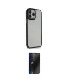 ieg™ iPhone 14 Pro Kılıf Eksen Doku Prime - Siyah 3D Antistatik Hayalet Cam Ekran Koruyucu
