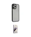 ieg™ iPhone 14 Pro Kılıf Eksen Doku Prime - Siyah Bilvis 3D Mat Cam Ekran Koruyucu