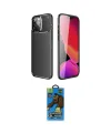 ieg™ iPhone 14 Pro Kılıf Eksen Form Prime - Siyah 18D Cam Ekran Koruyucu