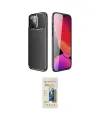 ieg™ iPhone 14 Pro Kılıf Eksen Form Prime - Siyah 6D Mat Seramik Hayalet Nano Ekran Koruyucu