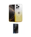 ieg™ iPhone 14 Pro Kılıf Eksen Minimal Özel Seri - Siyah 3D Antistatik Hayalet Cam Ekran Koruyucu