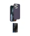 ieg™ iPhone 14 Pro Kılıf Kıvılcım Çizgi Serisi - Siyah 3D Antistatik Hayalet Cam Ekran Koruyucu