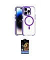 ieg™ iPhone 14 Pro Kılıf Kozmos Doku Koleksiyonu - Siyah Buffer Hayalet Cam Ekran Koruyucu