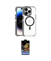 ieg™ iPhone 14 Pro Kılıf Kozmos Doku Koleksiyonu - Siyah Buffer Hayalet Cam Ekran Koruyucu