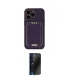 ieg™ iPhone 14 Pro Kılıf Kozmos Minimal Prime - Siyah 3D Antistatik Hayalet Cam Ekran Koruyucu
