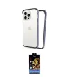 ieg™ iPhone 14 Pro Kılıf Pusula Asil Koleksiyonu - Siyah Buffer Hayalet Cam Ekran Koruyucu