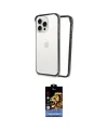 ieg™ iPhone 14 Pro Kılıf Pusula Asil Koleksiyonu - Siyah Buffer Hayalet Cam Ekran Koruyucu