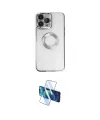 ieg™ iPhone 14 Pro Kılıf Pusula Form - Siyah 3D Antistatik Cam Ekran Koruyucu