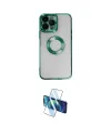 ieg™ iPhone 14 Pro Kılıf Pusula Form - Siyah 3D Antistatik Cam Ekran Koruyucu