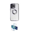 ieg™ iPhone 14 Pro Kılıf Pusula Form - Siyah 3D Antistatik Cam Ekran Koruyucu