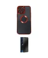 ieg™ iPhone 14 Pro Kılıf Pusula Form - Siyah 3D Antistatik Hayalet Cam Ekran Koruyucu