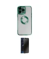 ieg™ iPhone 14 Pro Kılıf Pusula Form - Siyah 3D Antistatik Hayalet Cam Ekran Koruyucu