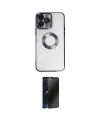 ieg™ iPhone 14 Pro Kılıf Pusula Form - Siyah 3D Antistatik Hayalet Cam Ekran Koruyucu
