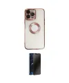 ieg™ iPhone 14 Pro Kılıf Pusula Form - Siyah 3D Antistatik Hayalet Cam Ekran Koruyucu