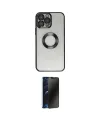 ieg™ iPhone 14 Pro Kılıf Pusula Form - Siyah 3D Antistatik Hayalet Cam Ekran Koruyucu