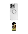 ieg™ iPhone 14 Pro Kılıf Pusula Form - Siyah Buffer Cam Ekran Koruyucu