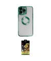 ieg™ iPhone 14 Pro Kılıf Pusula Form - Siyah Buffer Cam Ekran Koruyucu