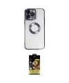 ieg™ iPhone 14 Pro Kılıf Pusula Form - Siyah Buffer Cam Ekran Koruyucu