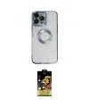 ieg™ iPhone 14 Pro Kılıf Pusula Form - Siyah Buffer Cam Ekran Koruyucu