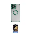 ieg™ iPhone 14 Pro Kılıf Pusula Form - Siyah Buffer Hayalet Cam Ekran Koruyucu