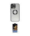 ieg™ iPhone 14 Pro Kılıf Pusula Form - Siyah Buffer Hayalet Cam Ekran Koruyucu