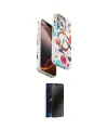 ieg™ iPhone 14 Pro Kılıf Siluet Doku - Siyah 3D Antistatik Hayalet Cam Ekran Koruyucu