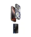 ieg™ iPhone 14 Pro Kılıf Siluet Doku - Siyah 3D Antistatik Hayalet Cam Ekran Koruyucu