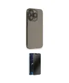 ieg™ iPhone 14 Pro Kılıf Siluet Minimal Özel Seri - Siyah 3D Antistatik Hayalet Cam Ekran Koruyucu